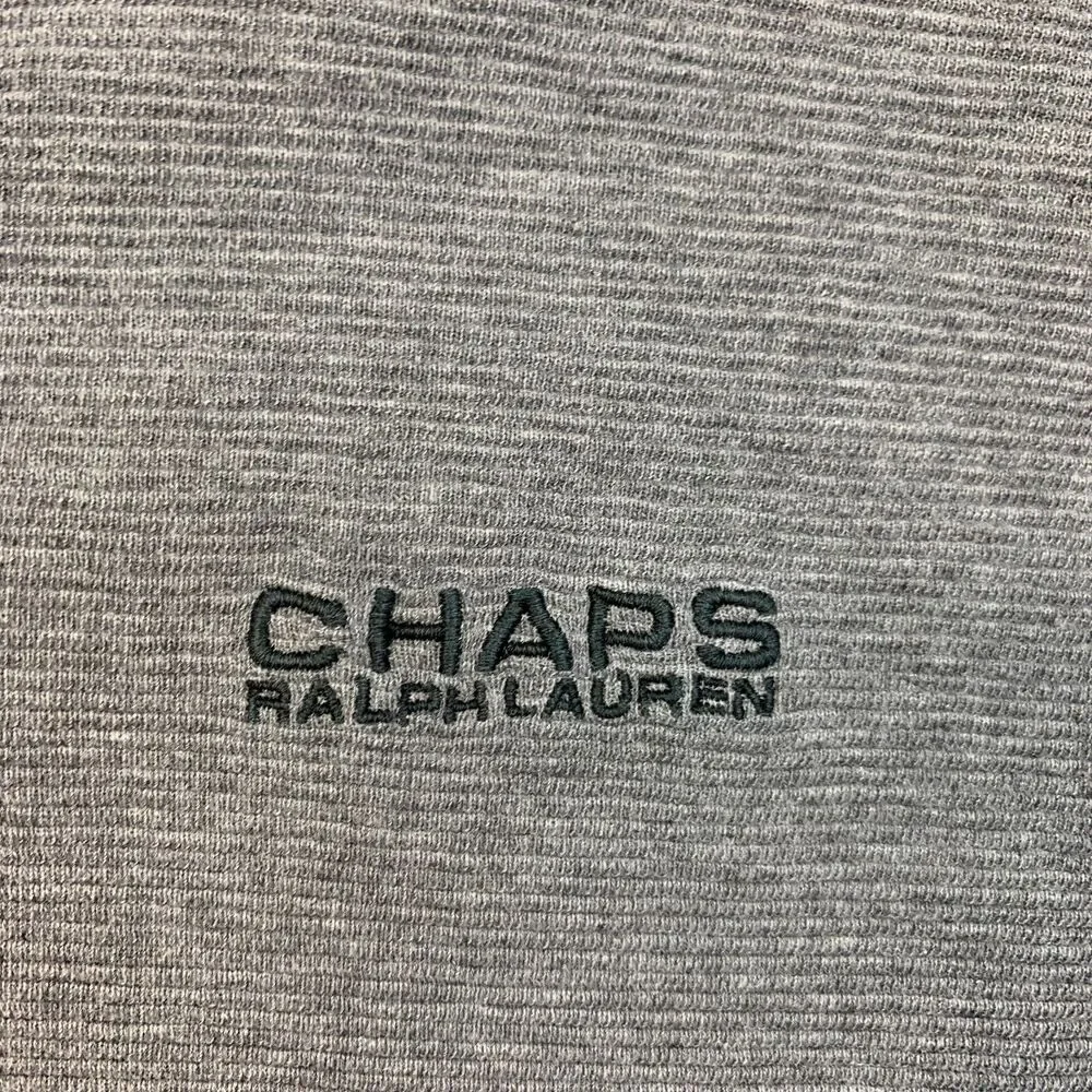 Vintage Ralph Lauren Chaps Polo Shirt Mens L Large Gray Long Sleeve Cotton